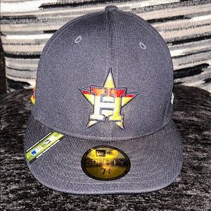 New Era Black Houston Astros Logo Fitted Hat